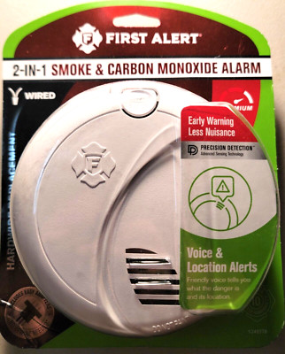First Alert 2-in-1 Smoke & Carbon Monoxide Alarm Wired Voice/Location Alert New