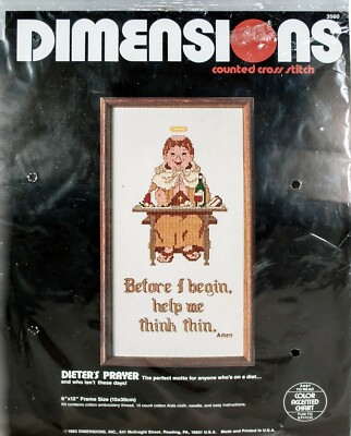 Dimensions Dieter's Prayer Think Thin Diet Cross Stitch Kit 3560 Sealed