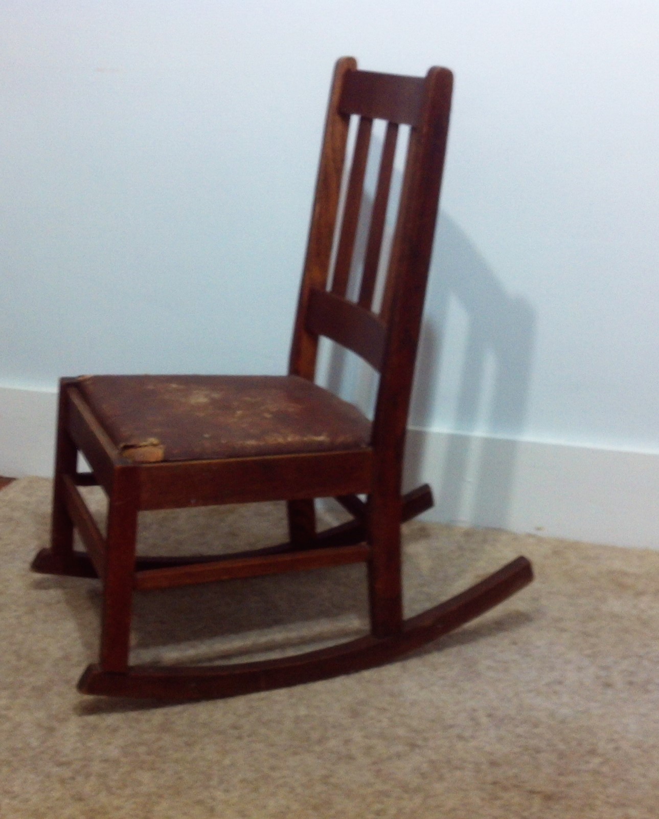 VINTAGE ARTS & CRAFTS OAK MISSION SEWING ROCKER ROCKING CHAIR