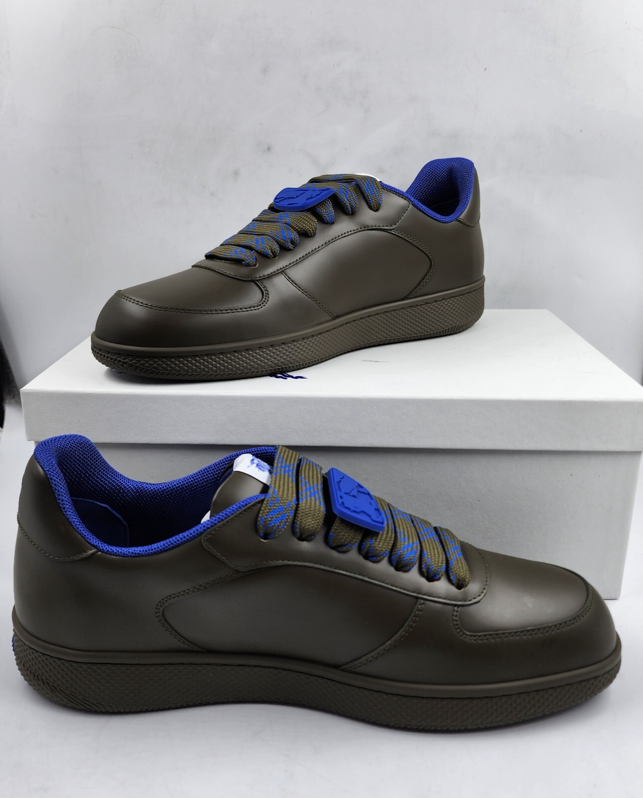 Burberry Terrace Leather Low-Top Sneakers Men's 45/12 US Loch Round Toe - Picture 6 of 19