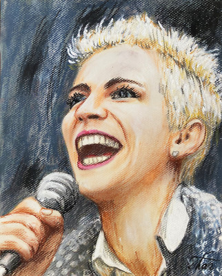 Annie Lennox vocalist Impressionism Pastel Painting Drawing Dorothy Laz Vin 02