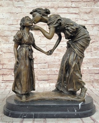 Hand Made Mene Mother with Child Bonded Bronze Sculpture Statue Art Figure New
