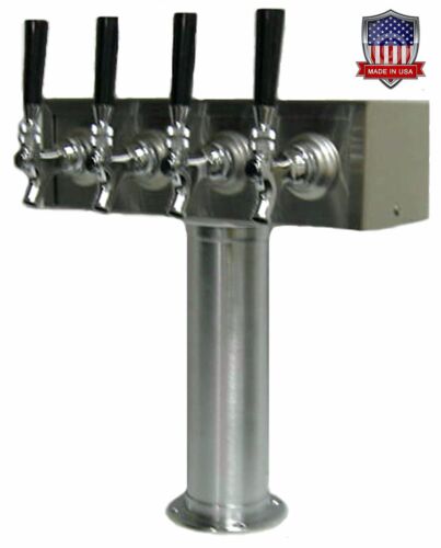 Stainless Steel  Draft Beer Tower Made in USA - 4 Faucets Air Cooled -TT4CR-