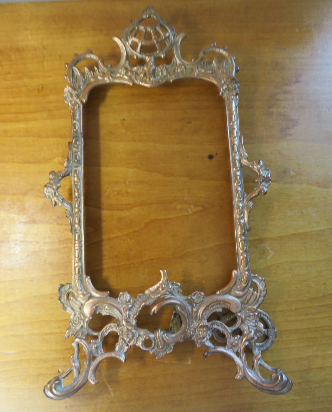 Antique Brass Plated Large Easel Picture Frame