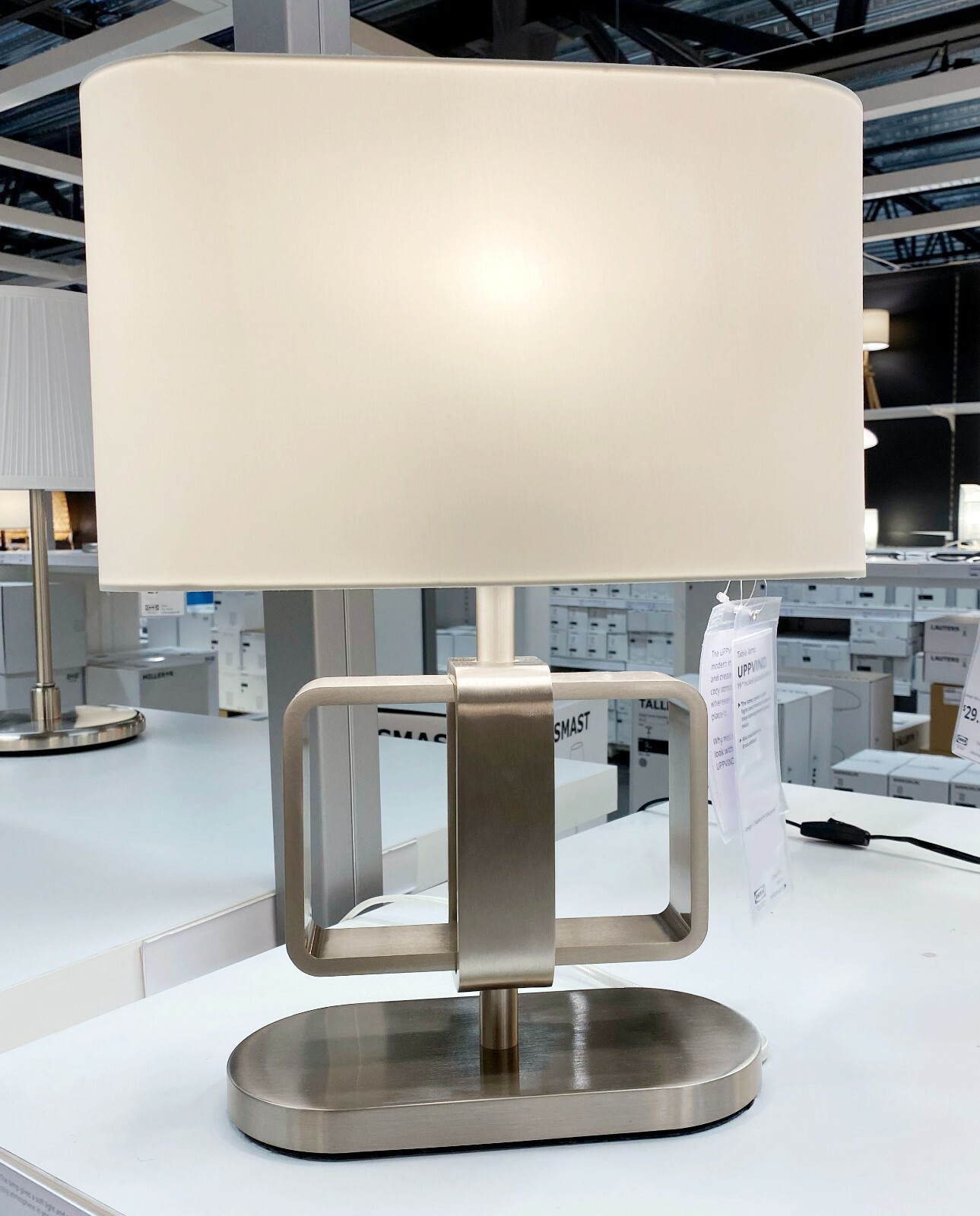 Ikea Uppvind Table Lamp Modern Nickel Plated/White 19