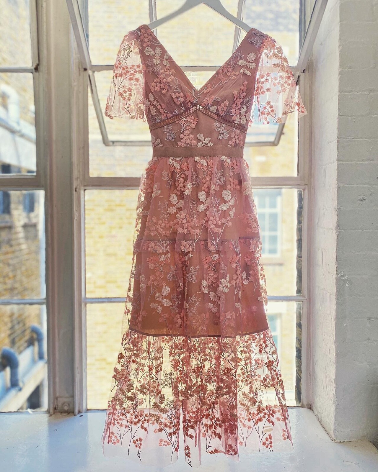 Self Portrait Flower Mesh Tiered Midi Dress | eBay