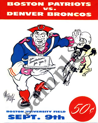 AFL Boston Patriots 1st Game Program Sept 1960 vs Broncos Picture 8 X 10 Photo