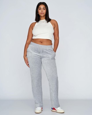 

Juicy Couture Wmns Del Ray Классические велюровые брюки с карманами для женщин серебристый меланж, Grey, Juicy Couture Wmns Del Ray Classic Velour Pant Pocket Design