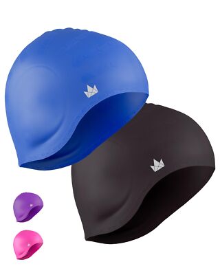 The Friendly Swede Silicone Swim Cap for Long Hair, Durable Swim Caps for Wom...