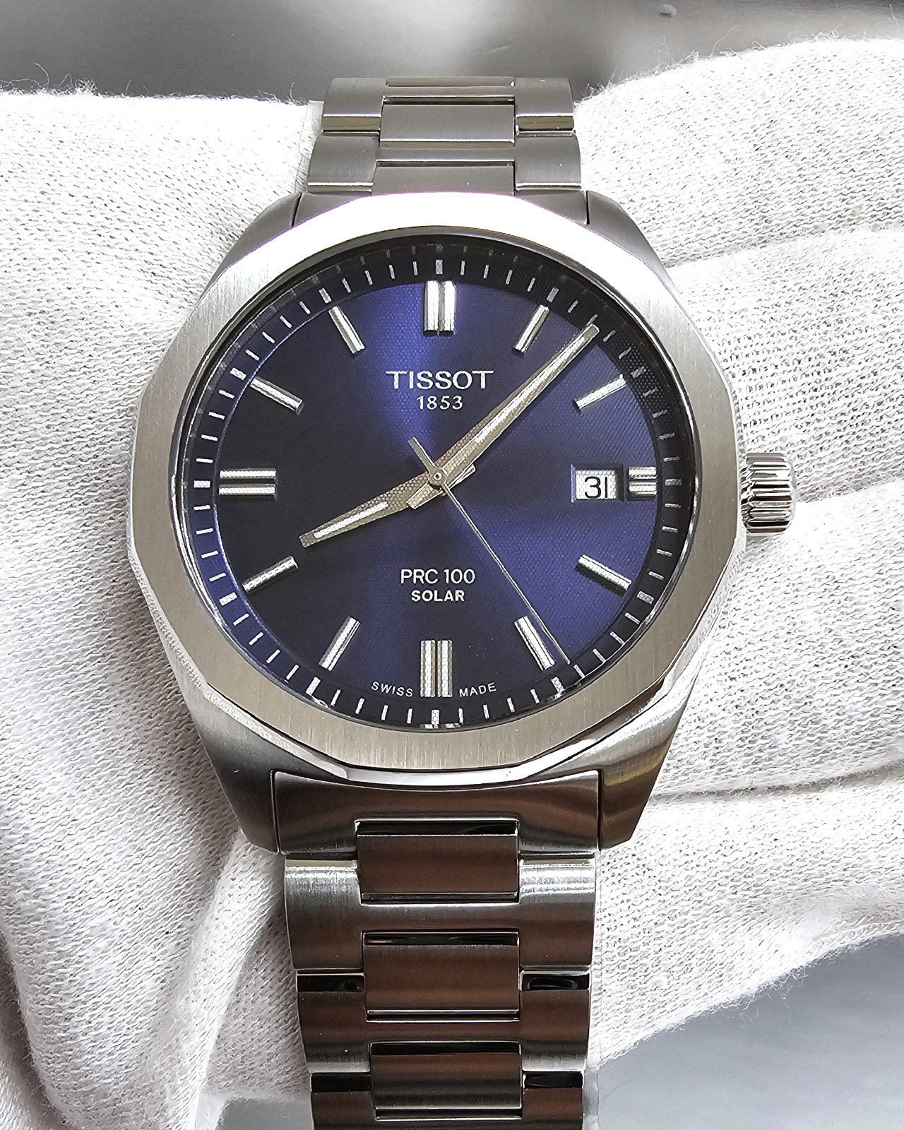 TISSOT PRC 100 Solar Quartz 39 MM Blue Dial SS Men's Watch T151