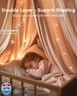 little dove Bed Canopy with Star Lights, Double Layer Canopy for Bed, Princess Play Tent for Girls Room, Breathable Bed Curtain for Children Reading Nook, Machine Washable, 25.6''x106'', Pink