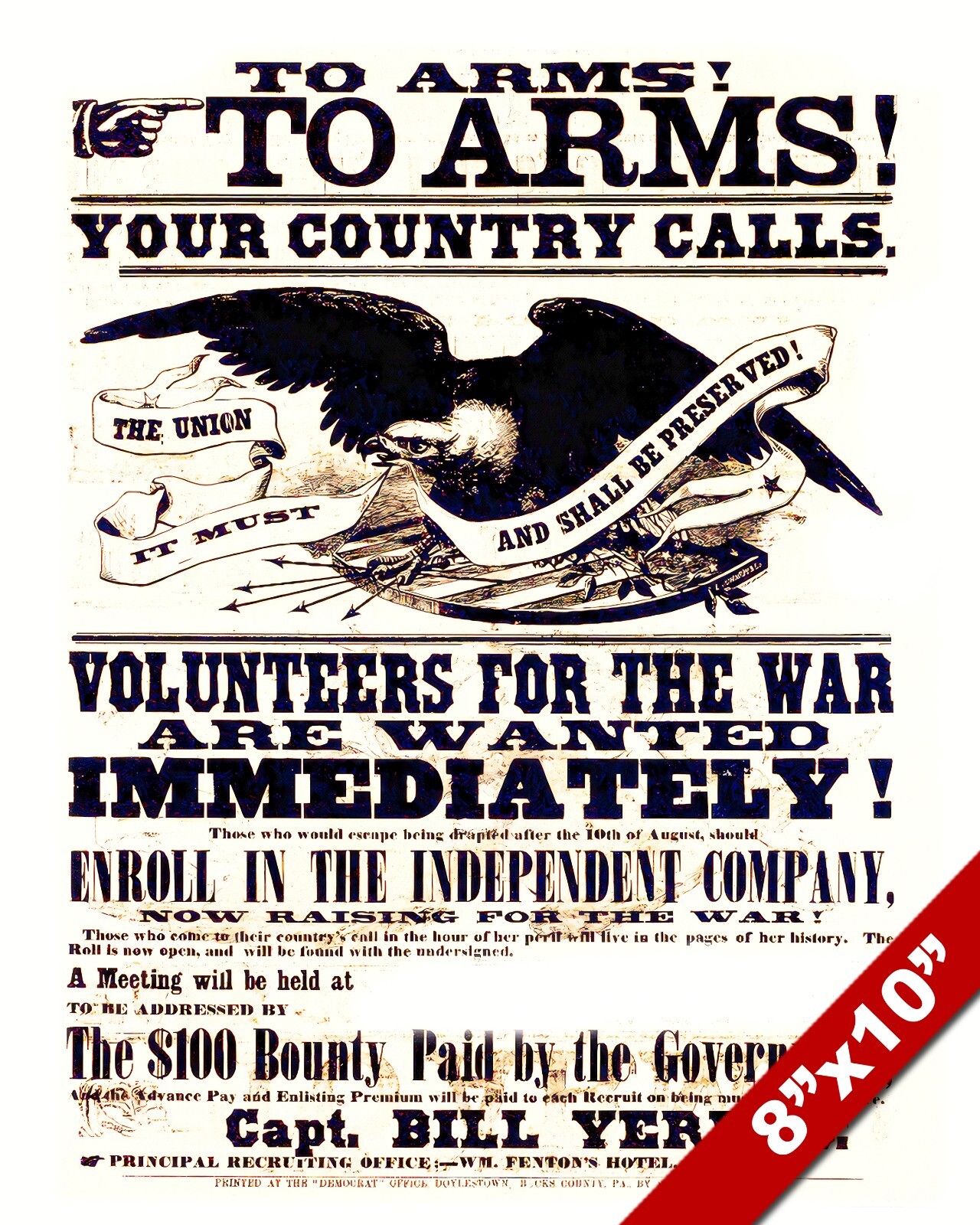 1860 TO ARMS UNITED STATES ARMY RECRUITING POSTER PAINTING ART 