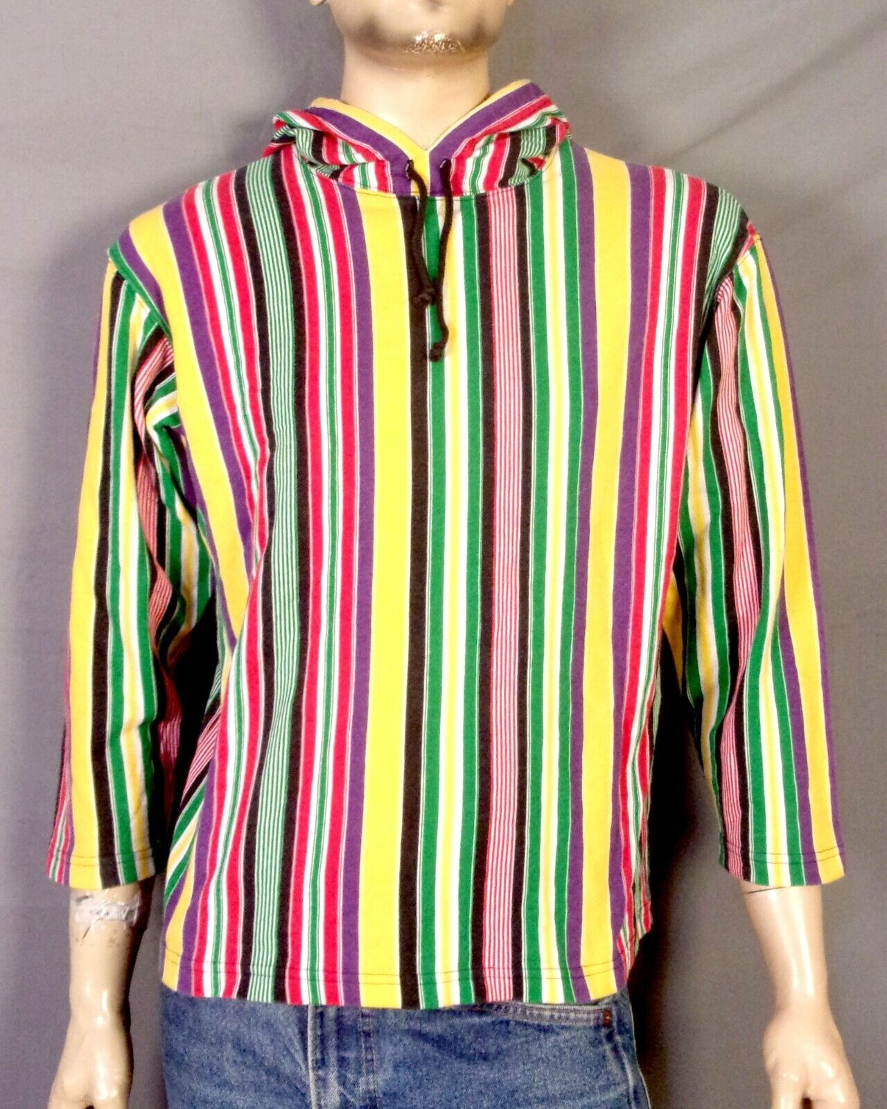 vintage 80s 90s Lajate Colorful Vertical Striped Hoodie Shirt Pullover Hip Hop S vintage 80s 90s Lajate Colorful Vertical Striped Hoodie Shirt Pullover Hip Hop S