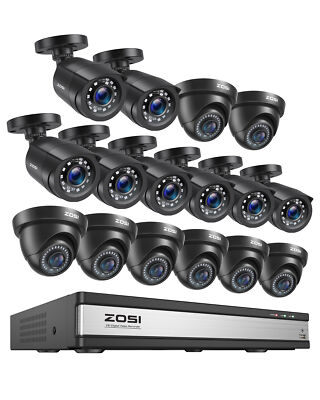 ZOSI 16CH H.265+5MP Lite DVR 1080P HD Home security camera system IR Night Alert