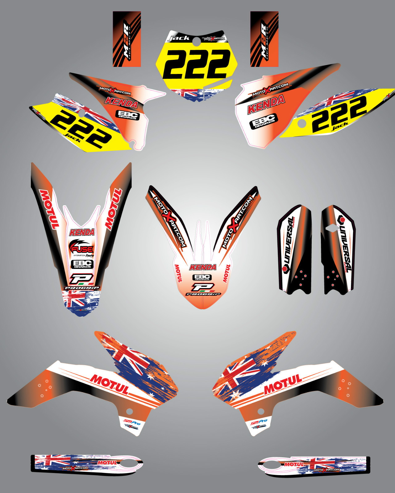 Custom Graphics full Kit AUSSIE PRIDE style stickers to fit KTM EXC