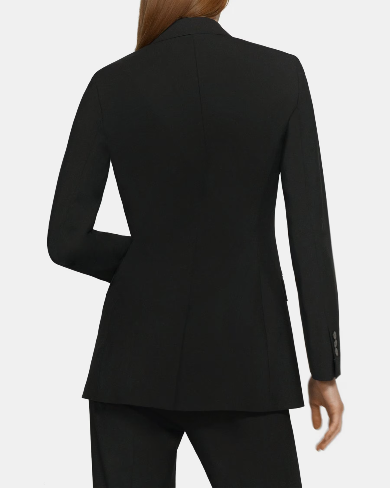 Pre-owned Theory Double-breasted Blazer In Stretch Wool Size 12 In Black