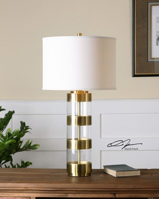 Banded Brass Table Lamp | Contemporary Clear