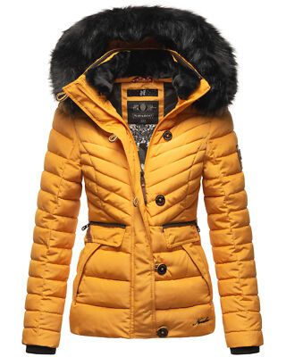 Navahoo warme Damen Winter Jacke Stepp Kurzjacke gefüttert Kapuze Kunstfell B899