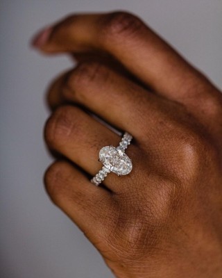 5.70CT Oval & Round Lab Created Stone Valentine's Day Gift Ring 14K White Gold