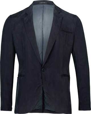 Pre-owned Emporio Armani Jacket Matt Line Suit Jacket Blazer Size 52 In Blue