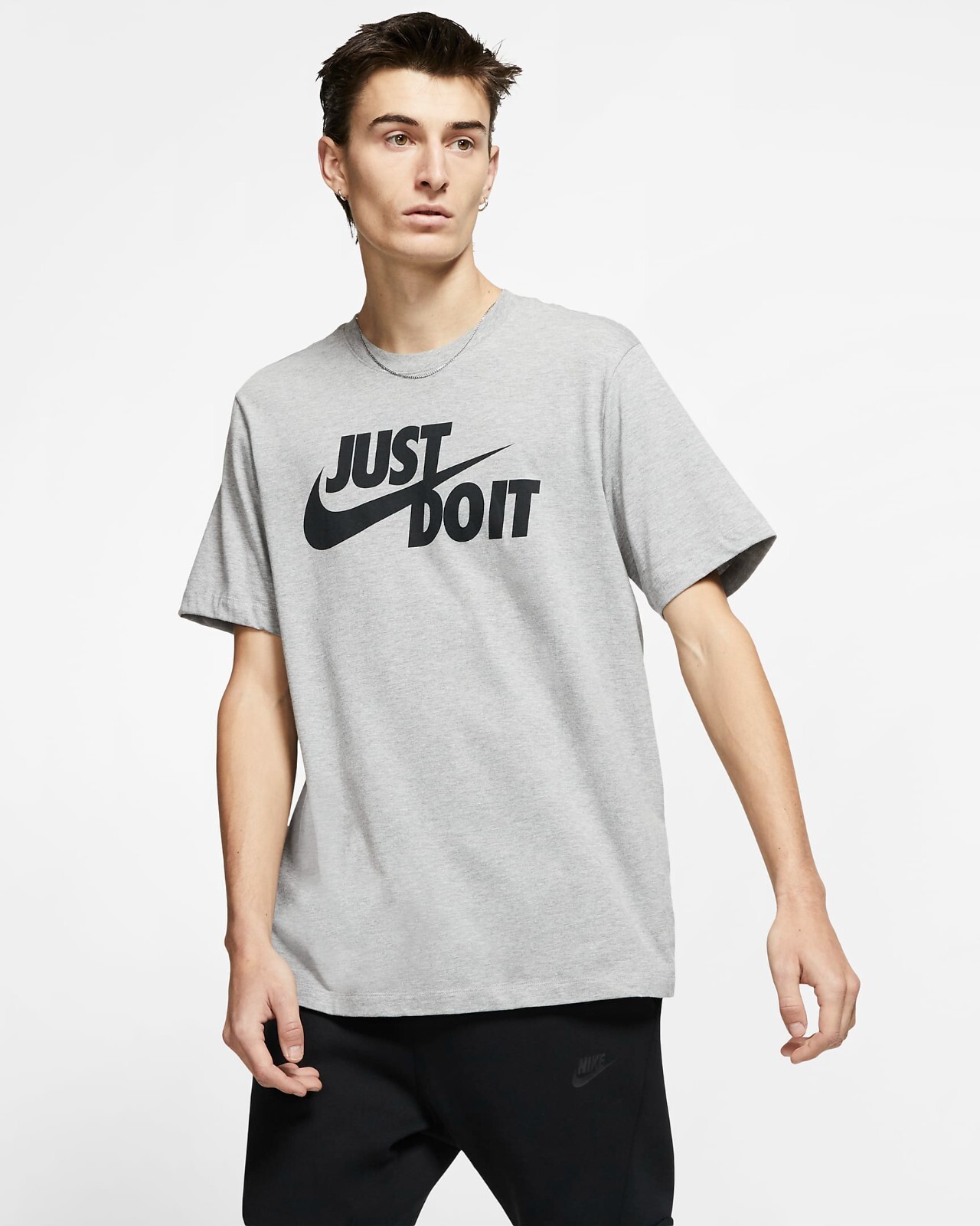 Nike Men's Sportswear JDI Logo Tee T-Shirt Heather Grey