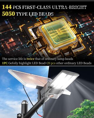 SL-7500W Solar Street Lights Outdoor, 650000LM Commercial Parking Lot Light D...