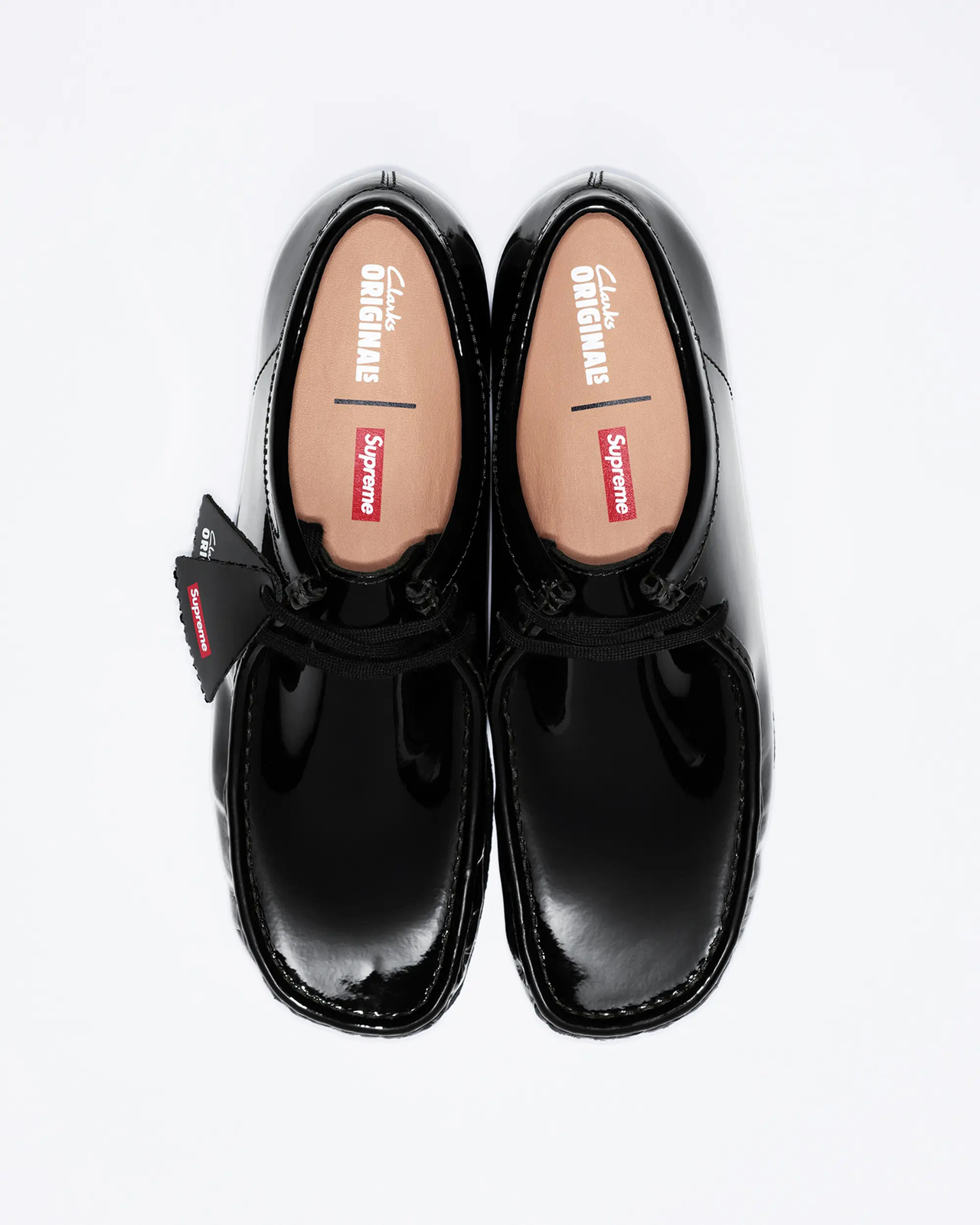 Pre-owned Clarks 26176856 Supreme  Patent Leather Wallabee Black (men's)