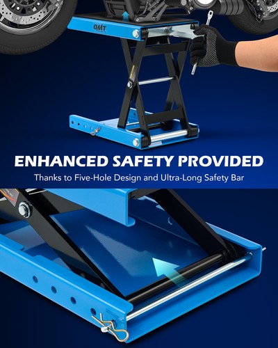 OMT 1100lb Motorcycle Scissor Jack Lift Wide Deck T Handle Hoist Stand ATV Bike