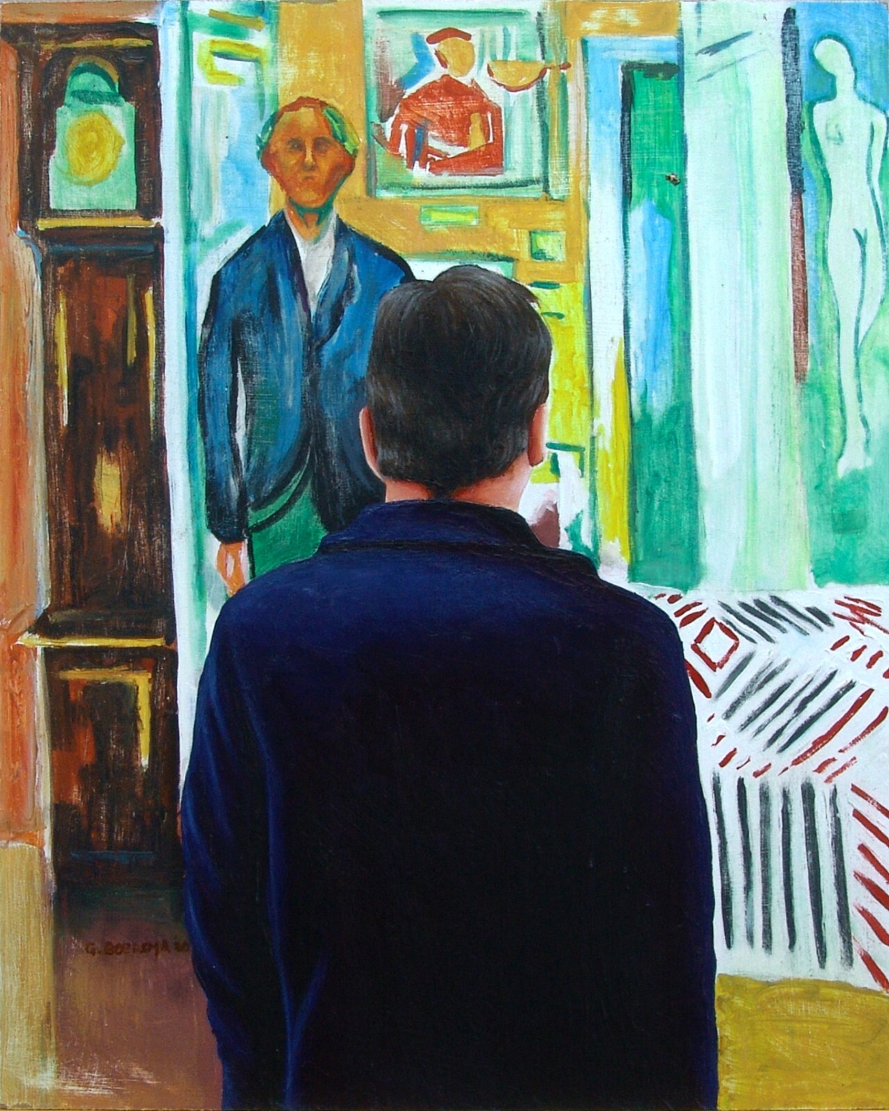 Self Portrait Between Bed And Clock- ±20x16