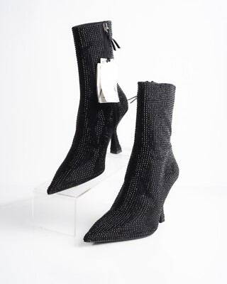 Zara Womens Black Rhinestone Sparkly Ankle Boots Booties US 8 EU 39 NWT 2107/010