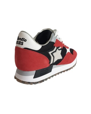 Pre-owned Atlantic Stars Low Shoes Dracoc Trainers Textile And Suede Black Red Man In Black/red