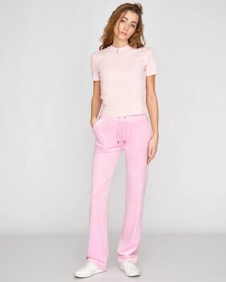 Juicy Couture Wmns Del Ray Классические велюровые брюки с карманами для женщин Бегония розовая