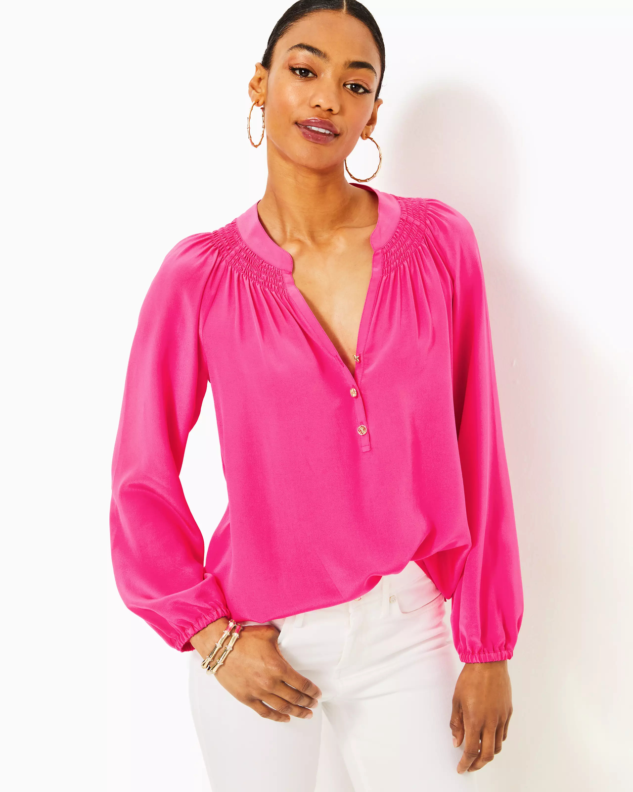 Lilly Pulitzer Elsa Silk Top Passion Fruit Pink SIZE XS/S/L
