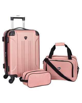 Travelers Club Chicago Hardside Expandable Spinner Luggages, Rose Gold, 3 Pie...