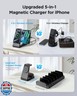 Charging Station for iPhone,5 in 1 Wireless Charger Stand Dock for Apple: Mag-Safe Charging Station for Multiple Devices Apple iPhone 17 16 15 14 13 12 Pro Max Plus iWatch Airpods