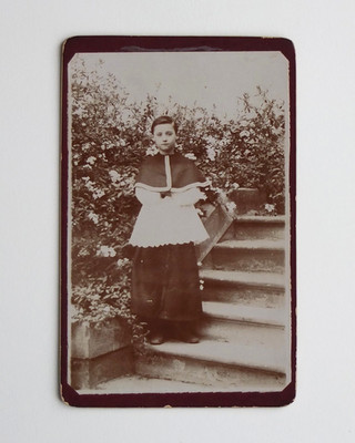 Garçon tenue communion? religieux - Photo ancienne CDV sépia