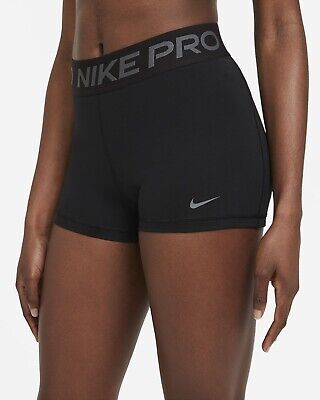 NEW Women's Size L Nike Pro 3'' Shorts Black Workout Biker Dri-Fit Tights Gym NWT