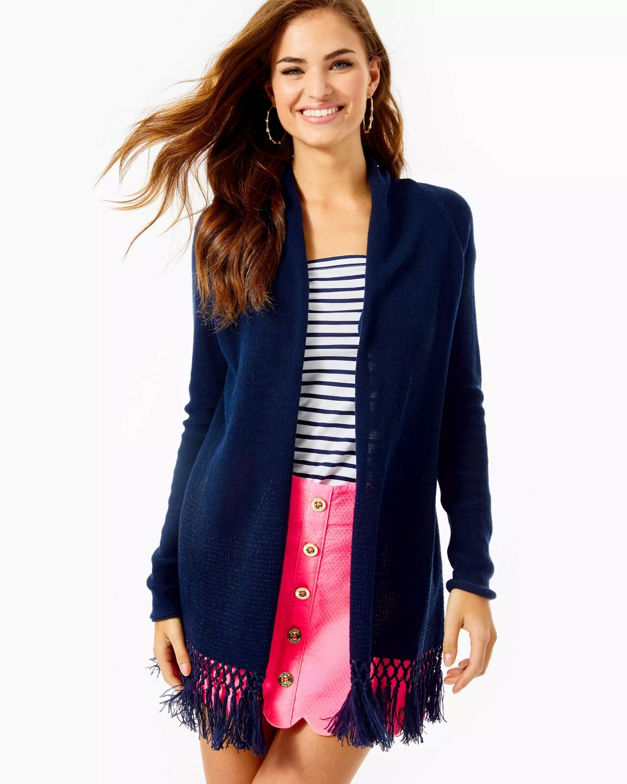 fringe hem cardigan