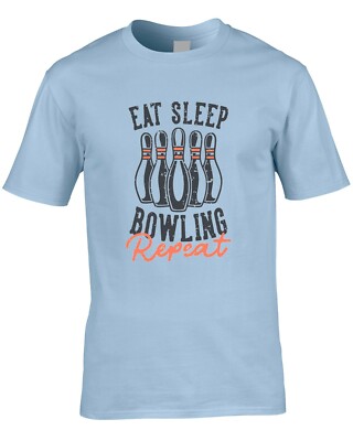 Bowling Funny Men's T-Shirt Eat Sleep Repeat Bowler Gift Idea Team Club Ball