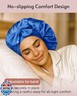 Yanideer 3 pcs Satin Bonnet Silk Bonnet for Sleeping Double Layer Satin Lined Hair Bonnet with Tie Band for Women Curly Hair Blue