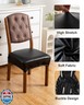 Genina Dining Chair Covers Set of 2, Waterproof PU Leather Dining Seat Covers Stretch Wipeable Dining Room Seat Cover Kitchen Chair Slipcover Protector (Rear-Covered Design, Black)
