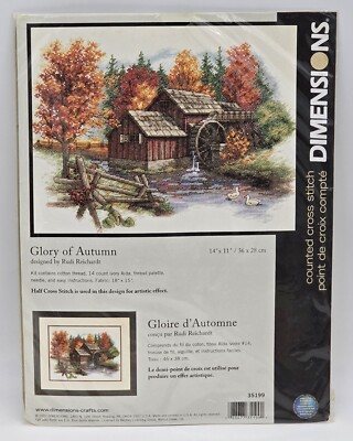 NEW Dimensions Glory Of Autumn Counted Cross Stitch Kit 14 Count 14'' x 11'' 35199