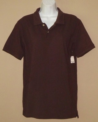 Boys Size 18 XXL Short Sleeve Solid Brown Casual Cotton Polo Shirt Top