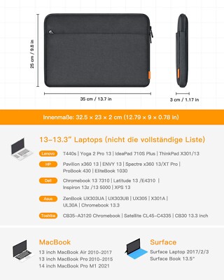 Inateck 11/12,3/13/14/15/15,6/16 Zoll Tasche Hülle Laptoptasche Laptophülle