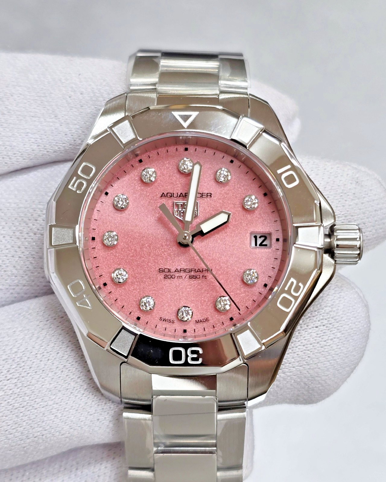 Tag Heuer Aquaracer Diamond Ladies Black Dial Swissクオーツ時計waf141dba0813 TAG HEUER Aquaracer 34mm Pink Diamond Dial Women\u0027s Watch