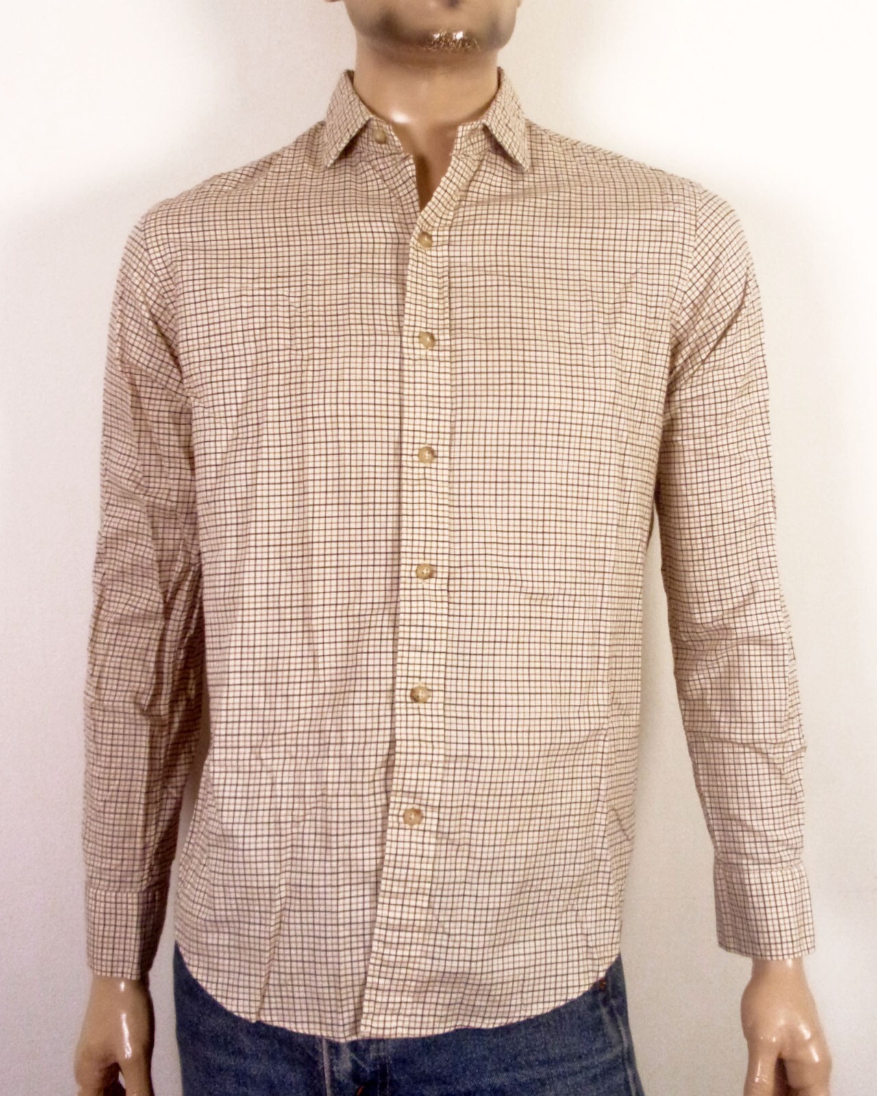 vintage 90s EUC Polo Ralph Lauren Cream Brown Box Check vintage 90s EUC Polo Ralph Lauren Cream Brown Box Check
