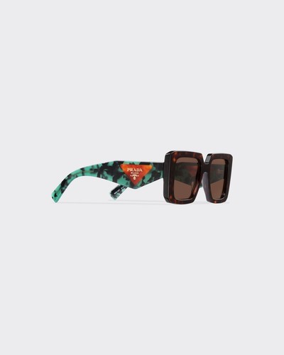 Pre-owned Prada Sunglasses Pr 23ys 2au06b Tortoise Green Dark Brown Lens Authentic