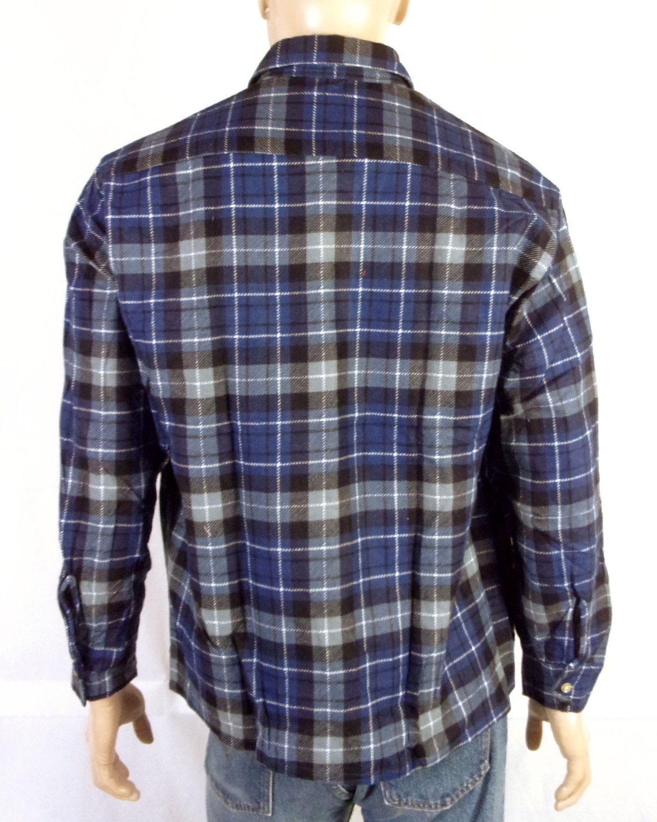 vtg 50s rare NOS NWOT Dan River Randolph Flannel Shirt Loop Collar Rockabilly L