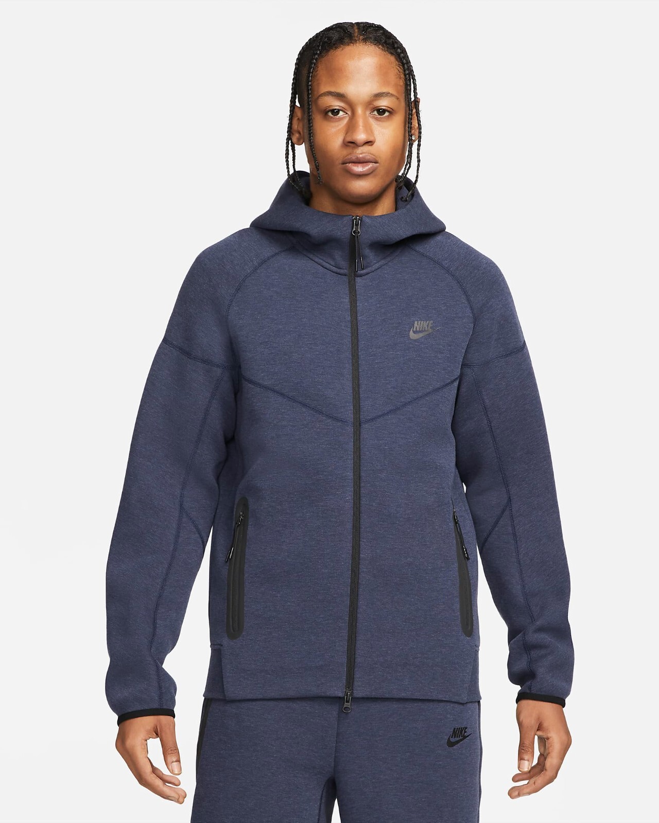 light blue and dark blue tech fleece