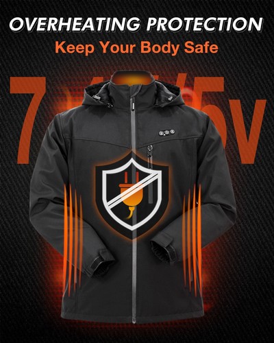 ARRIS Men`s Heated Jacket, Electric Windproof with 7.4V Battery&Detachable Hood